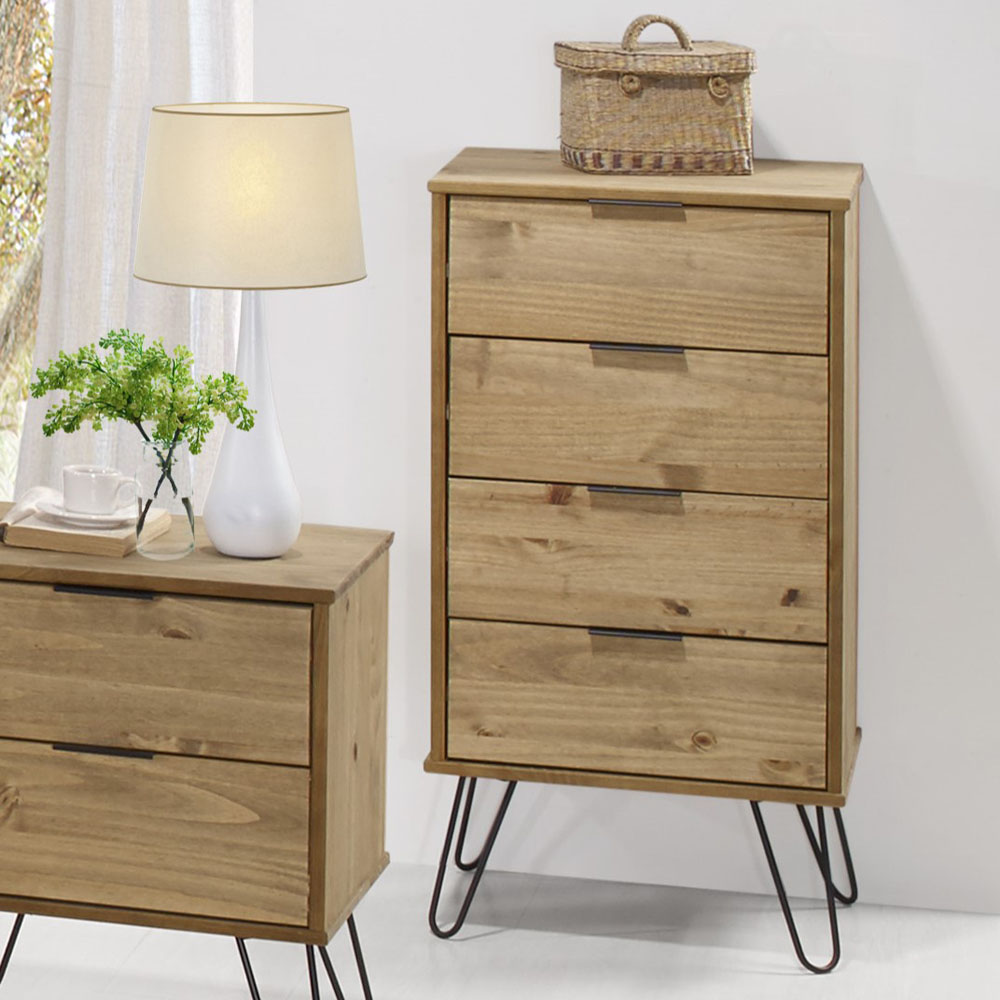 Core Products Augusta 4 Drawer Pine Narrow Chest of Drawers Image 6