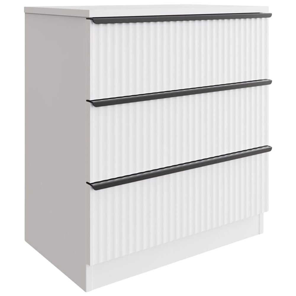 FWStyle Lania 3 Drawer White Scalloped Ripple Effect Chest of Drawers Image 2