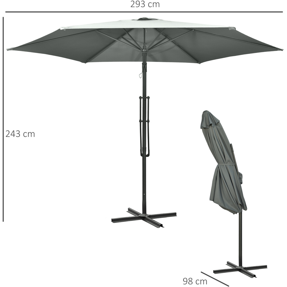 Outsunny Grey Easy Lever Crank Cantilever Parasol 3m Image 7
