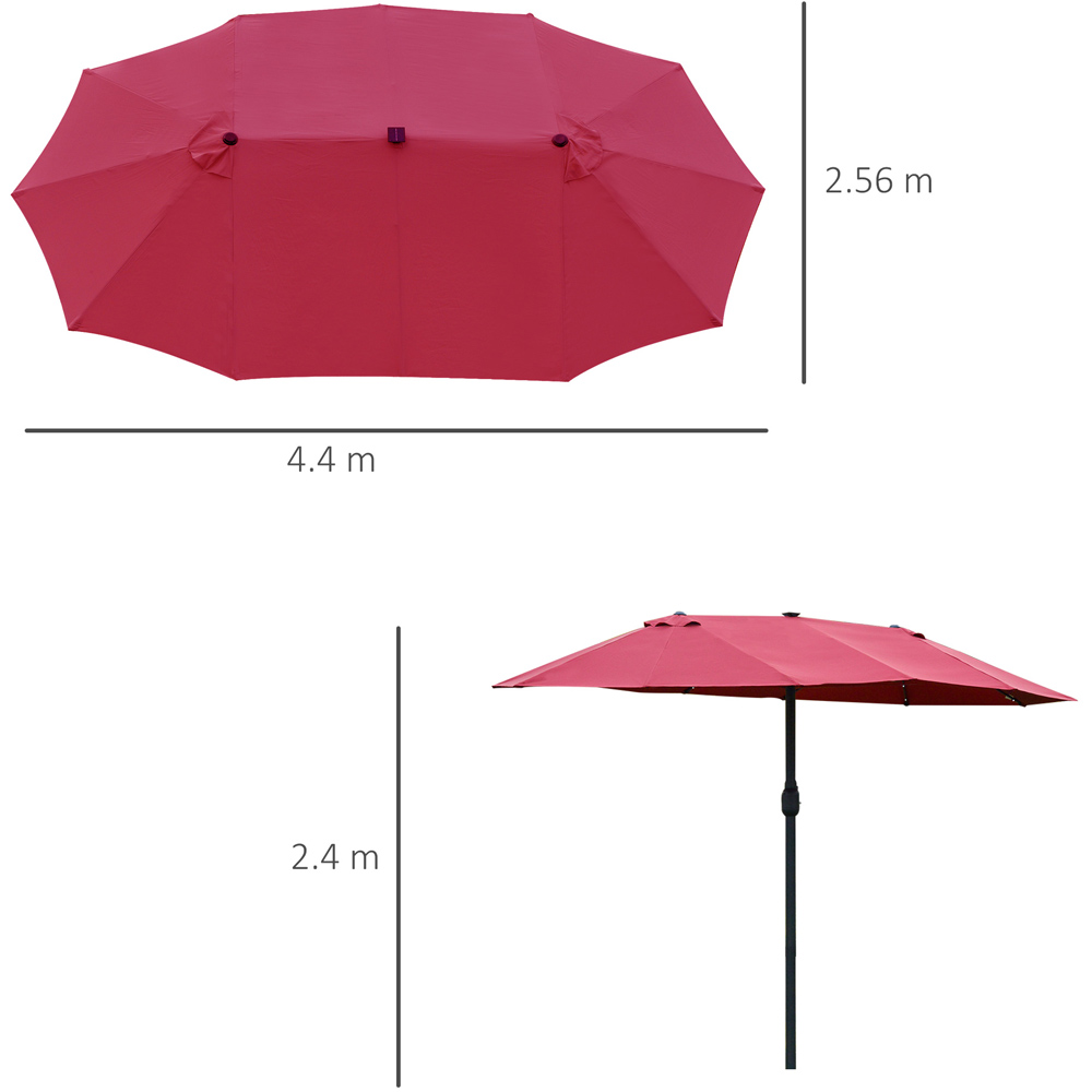 Outsunny Wine Red 36 LED Crank Handle Double Sided Parasol 4.4m Image 9