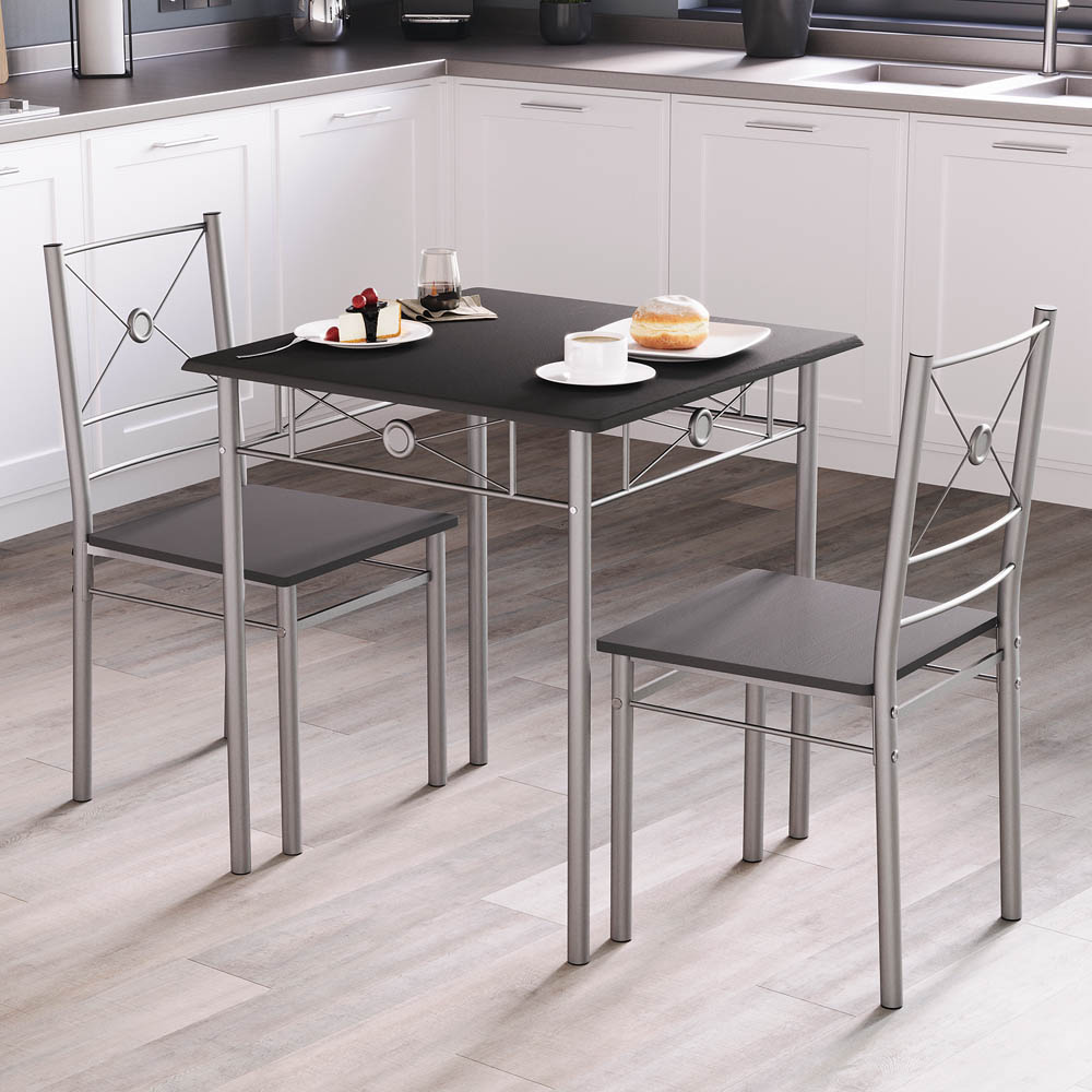 Vida Designs Roslyn 2 Seater Square Dining Set Black Image 3