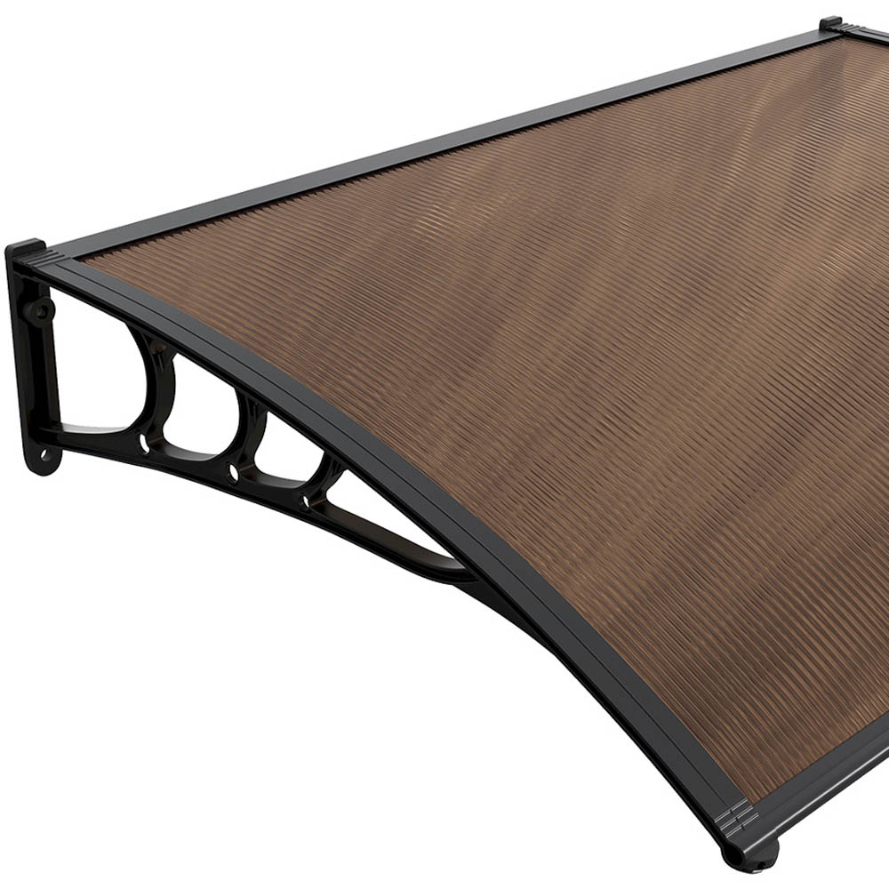 Living and Home Brown Curved Door Window Canopy Image 4