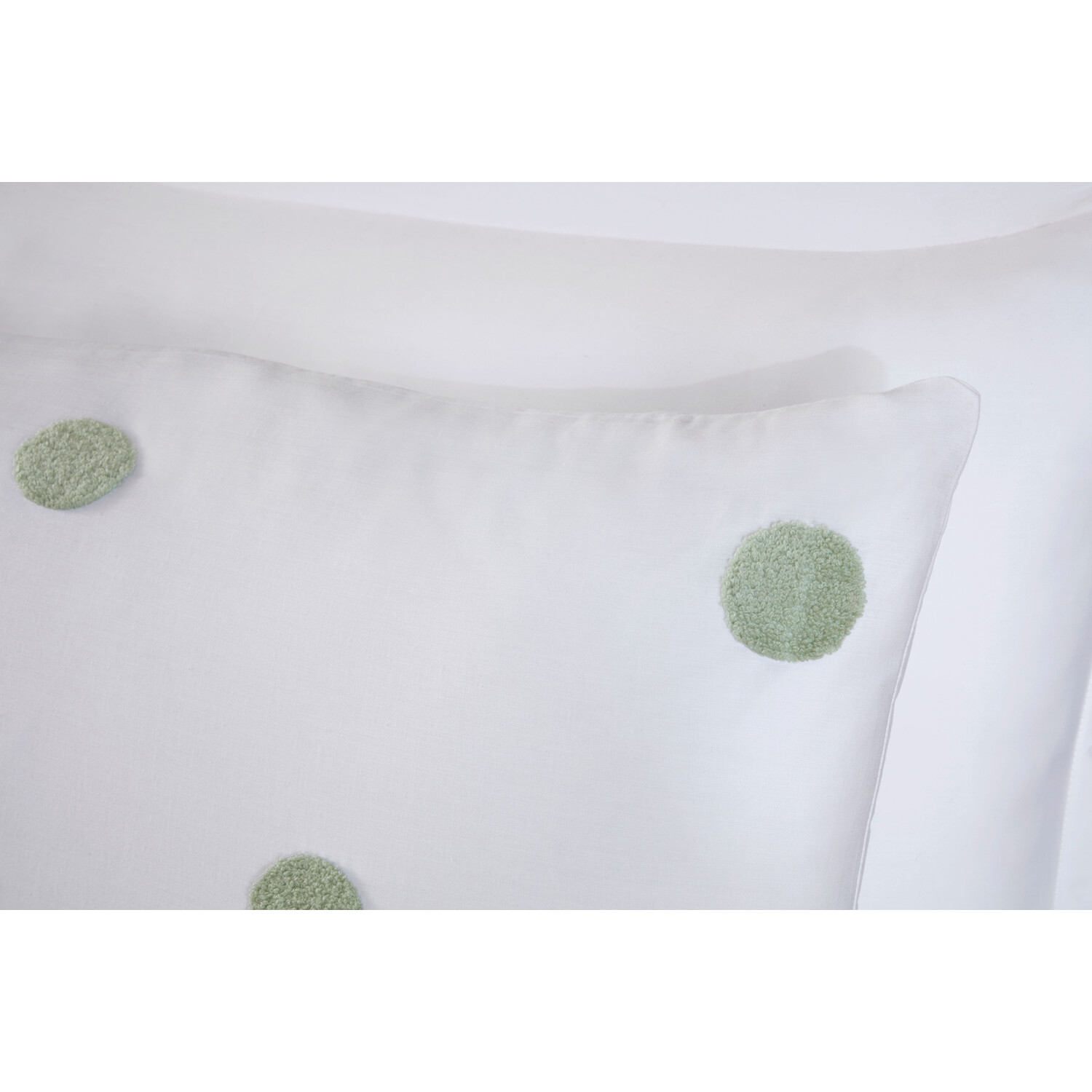 Maia Tufted Dot Duvet Cover and Pillowcase Set - Sage / Single Image 2