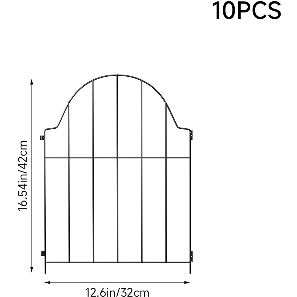 Living and Home 10 Piece Arch Top Metal Garden Fence Image 8