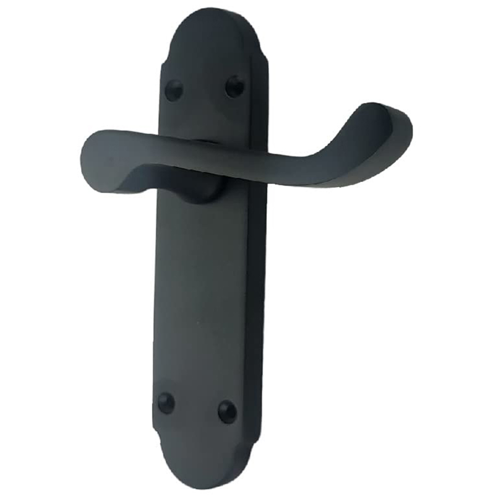 Golden Grace Matt Black Victorian Scroll Latch Door Handle Pair 168 x 40mm 4 Pack Image 3