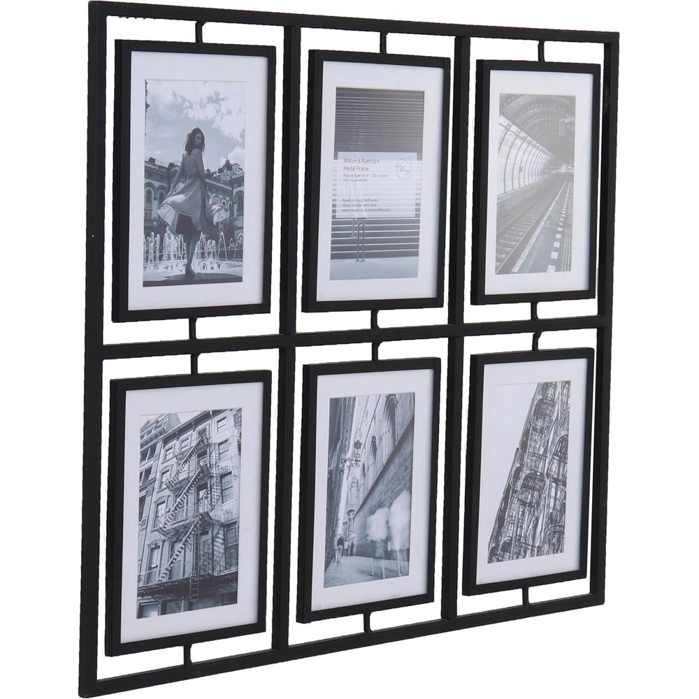 Alston Multi Aperture Metal Photo Frame - Black / 48cm Image 2