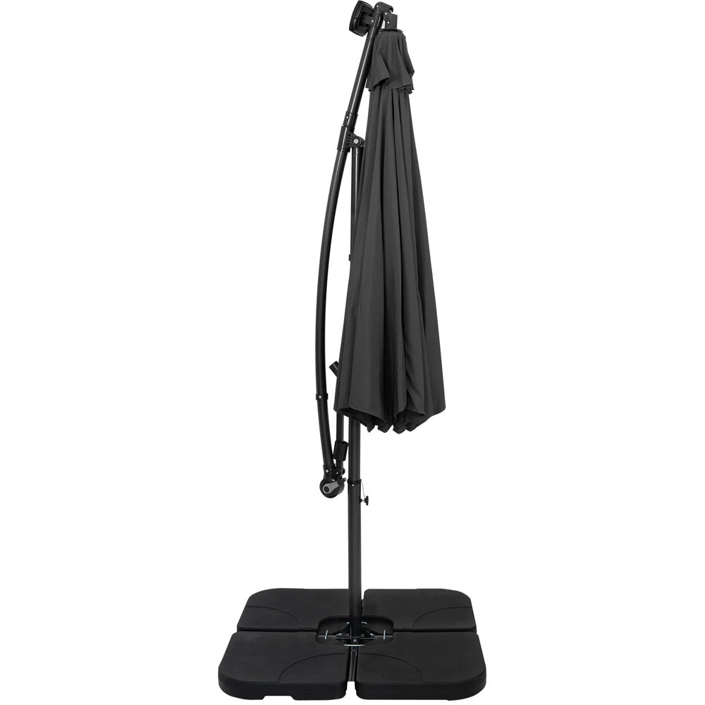 MonsterShop LED Grey Cantilever Parasol with Square Base 3m Image 3
