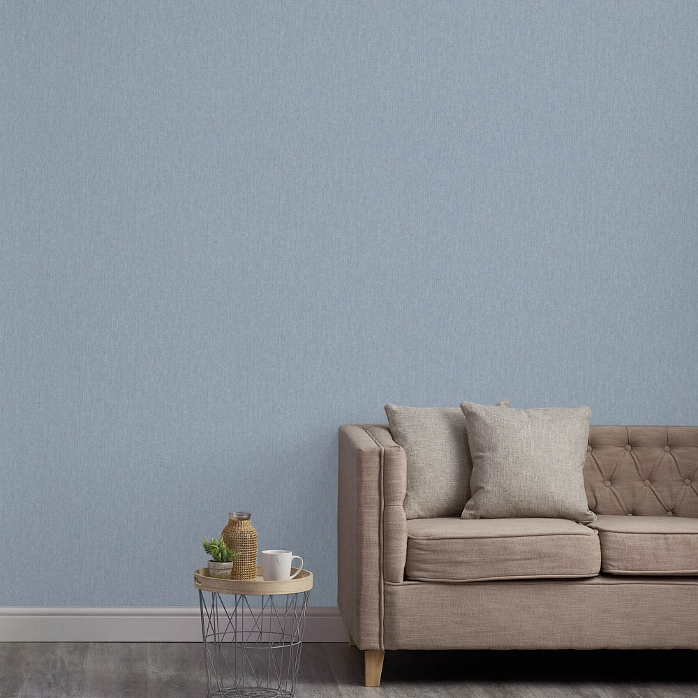 Grandeco Denim Jeans Marl Fabric Washed Blue Textured Wallpaper Image 4