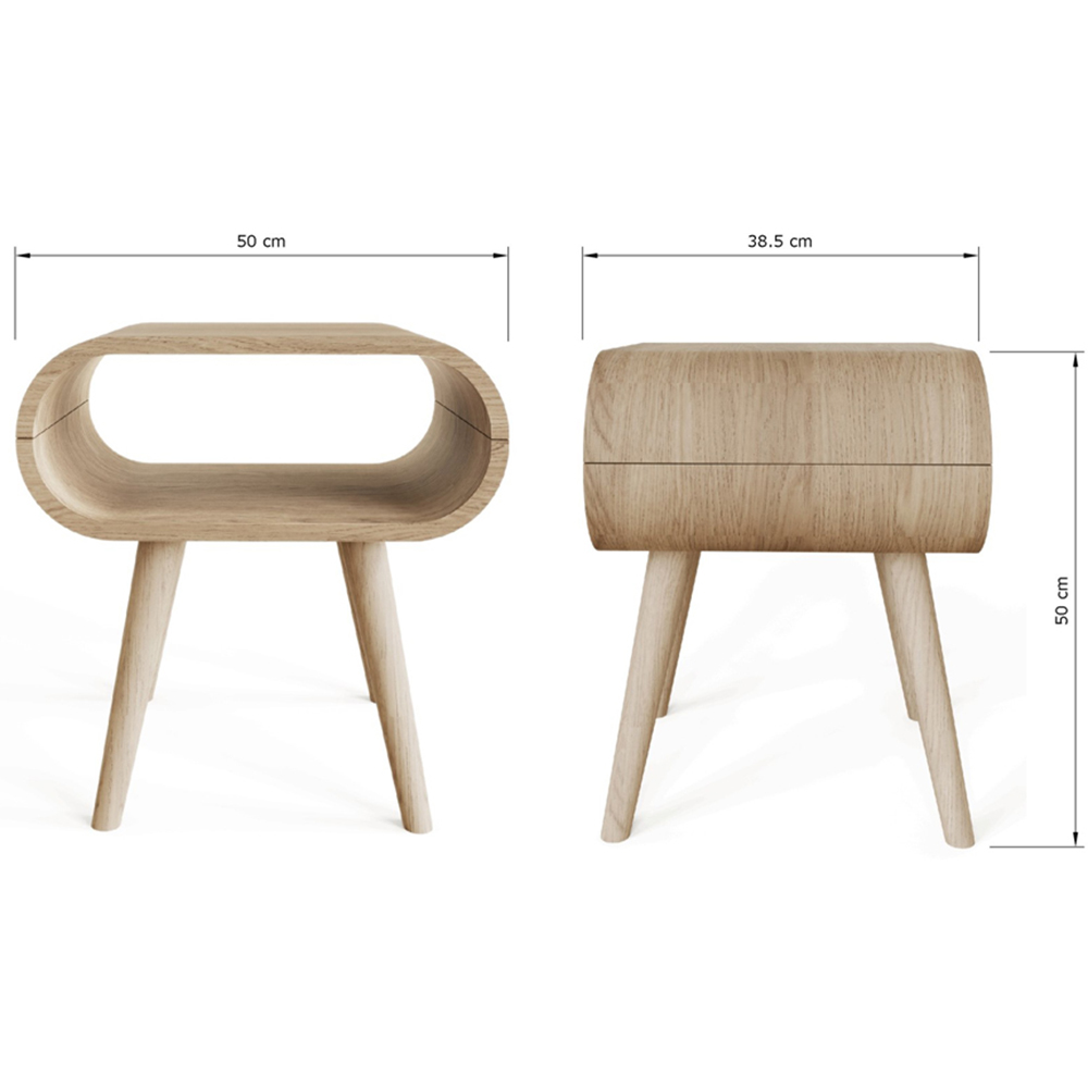 GFW Vionna Single Shelf Natural Oak Curved Side Table Image 7