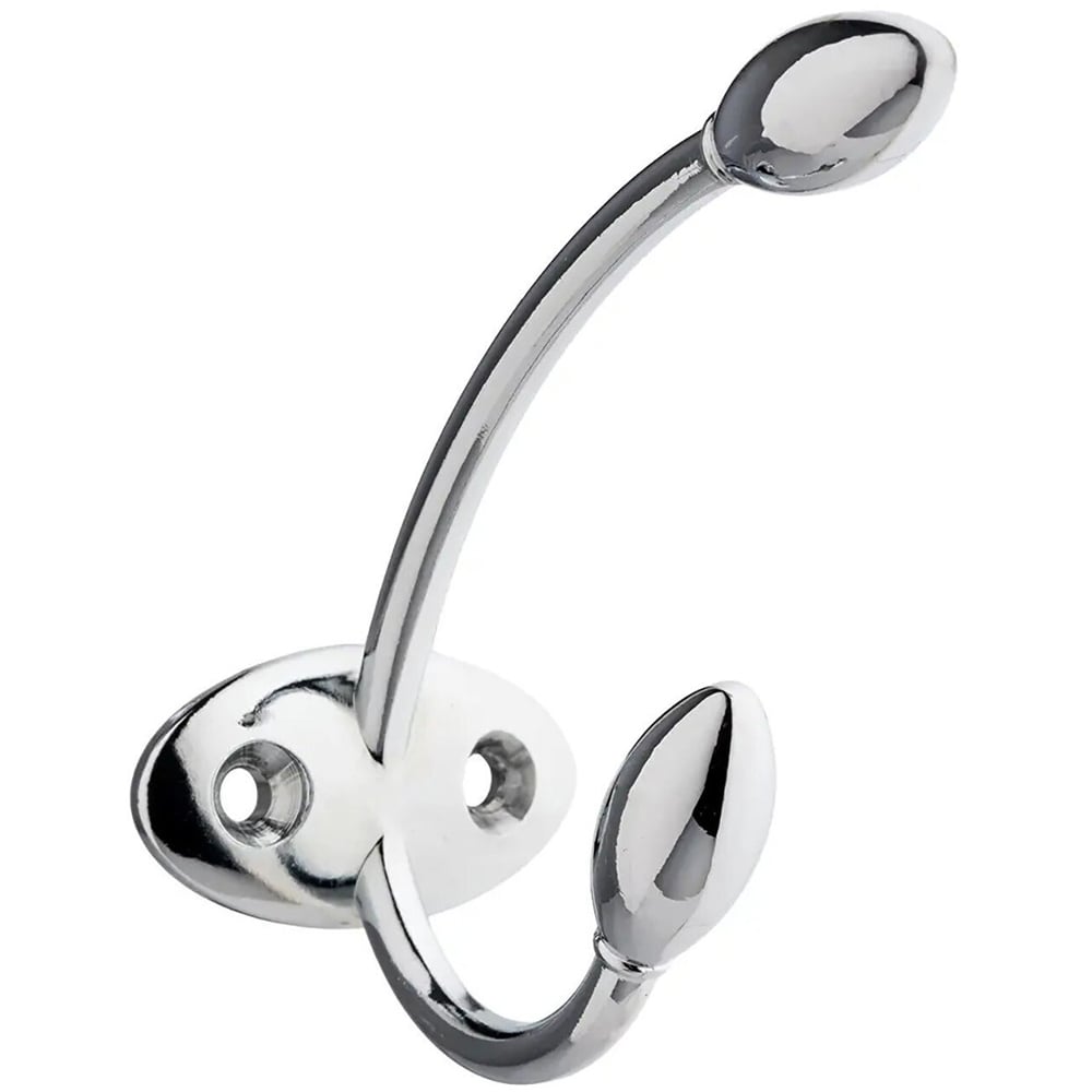 Rosebud Double Hat and Coat Hook - Polished Chrome Image