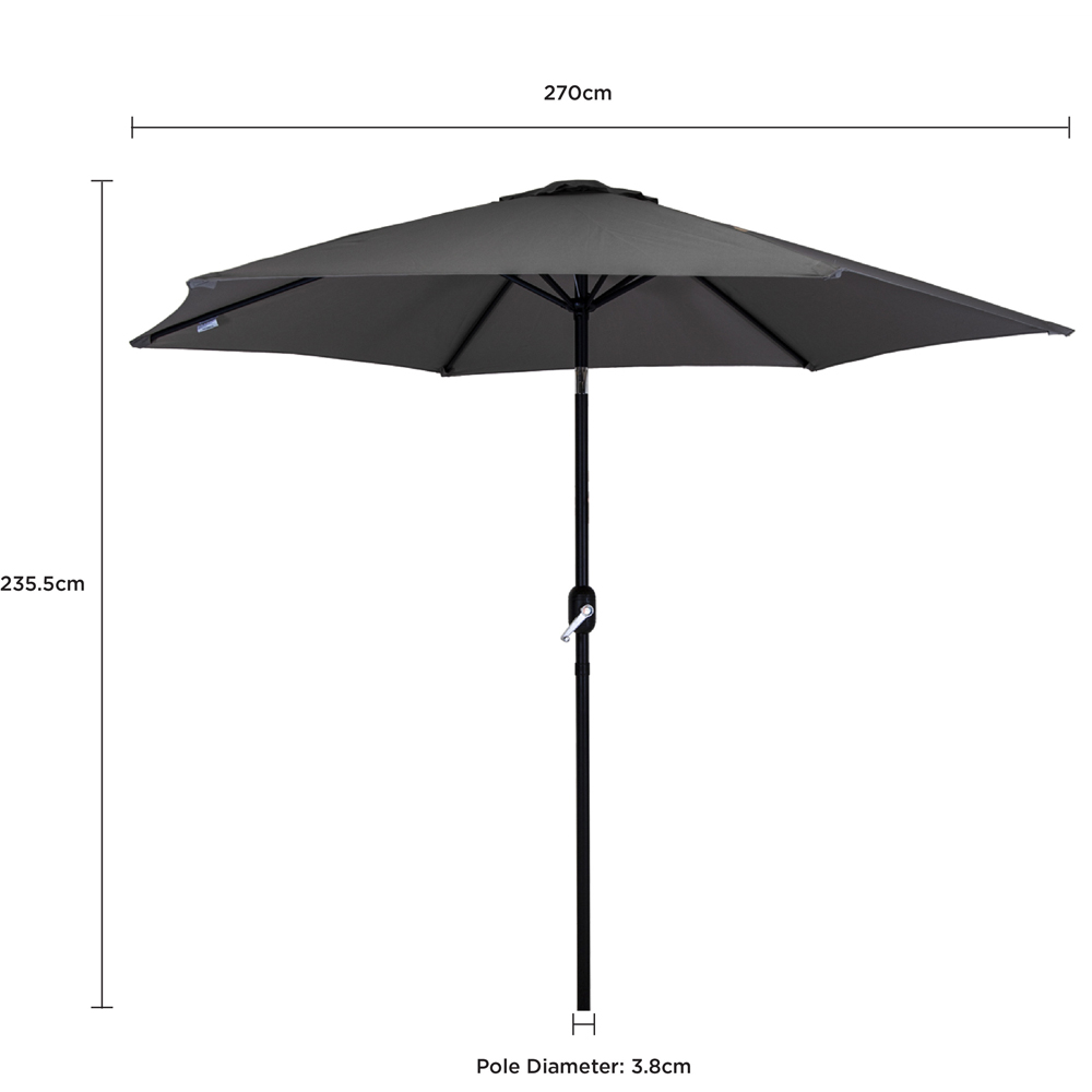 Charles Bentley Grey Metal Crank and Tilt Parasol 2.7m Image 9