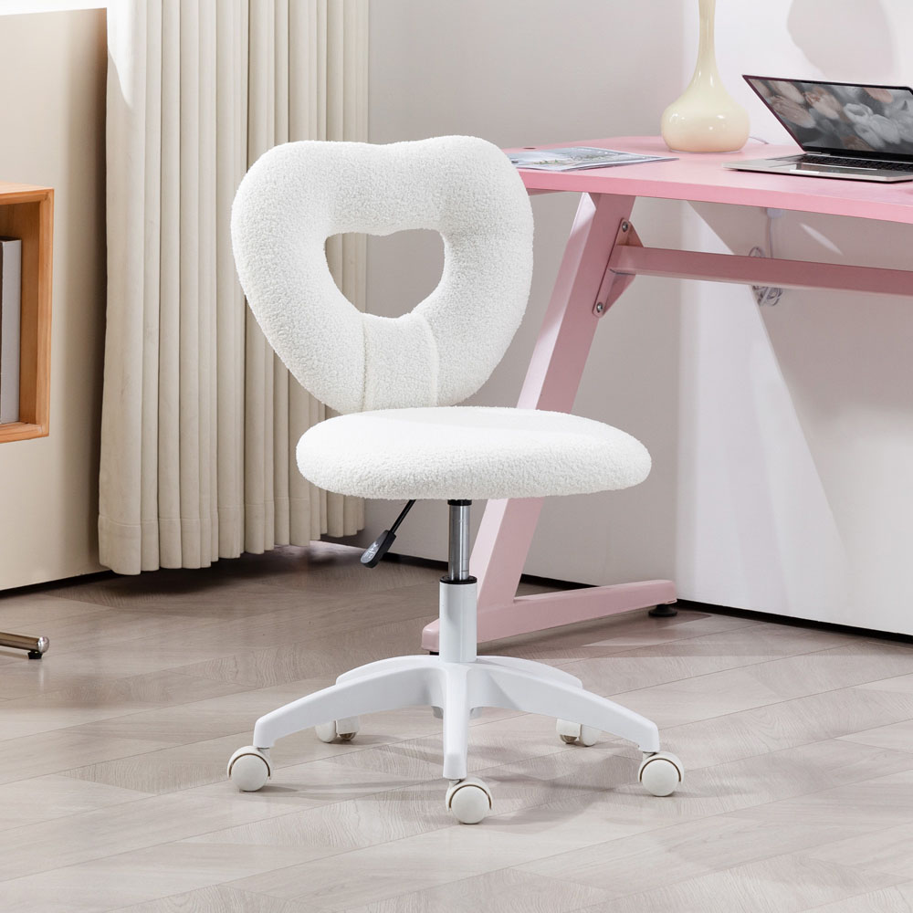 Portland White Armless Heart Office Chair Image 4