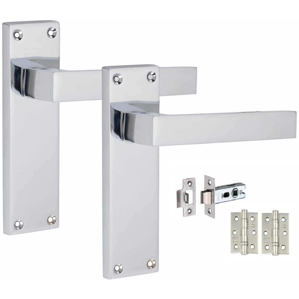 Golden Grace Silver Victorian Straight Delta Latch Door Handle with Hinge 5 Pack 150 x 40mm Image 2