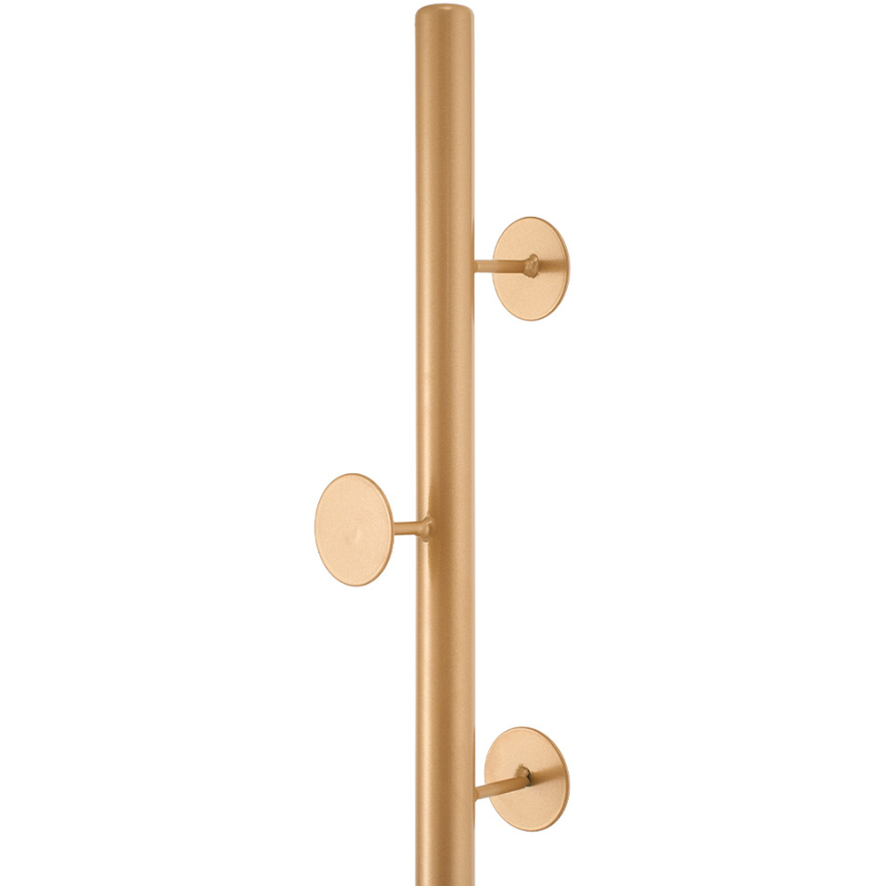 Living and Home Gold Minimalist Coat Stand with 8 Hooks and Marble Base Image 4
