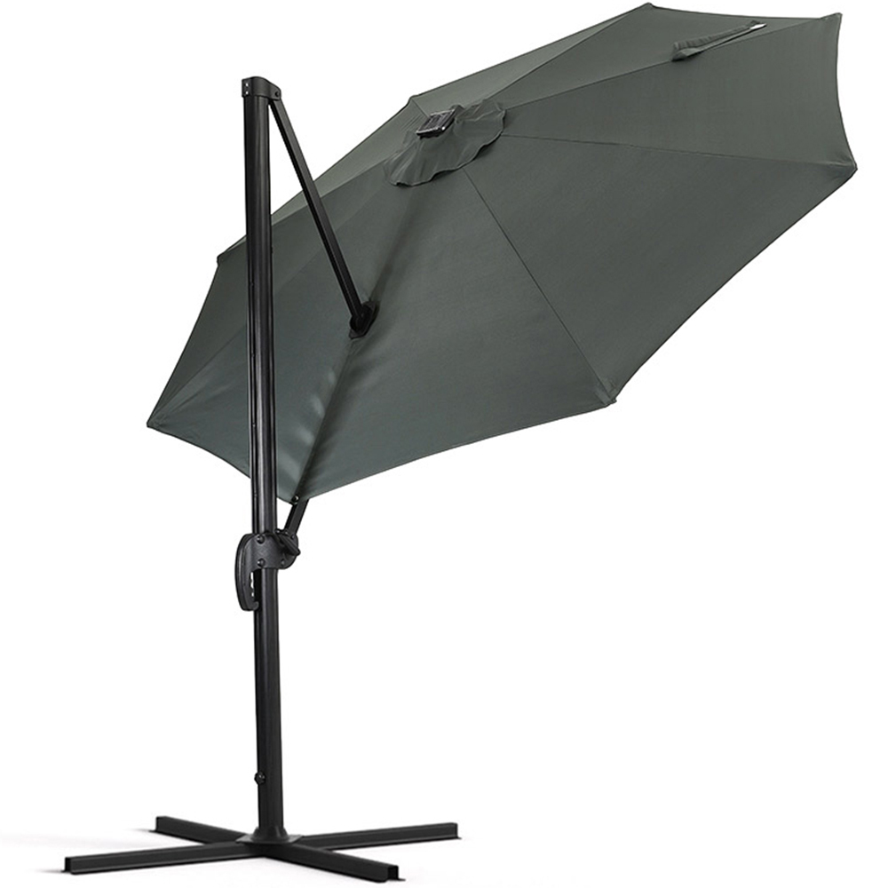Living and Home Dark Grey LED Rotatable Cantilever Parasol with Base 3m Image 4