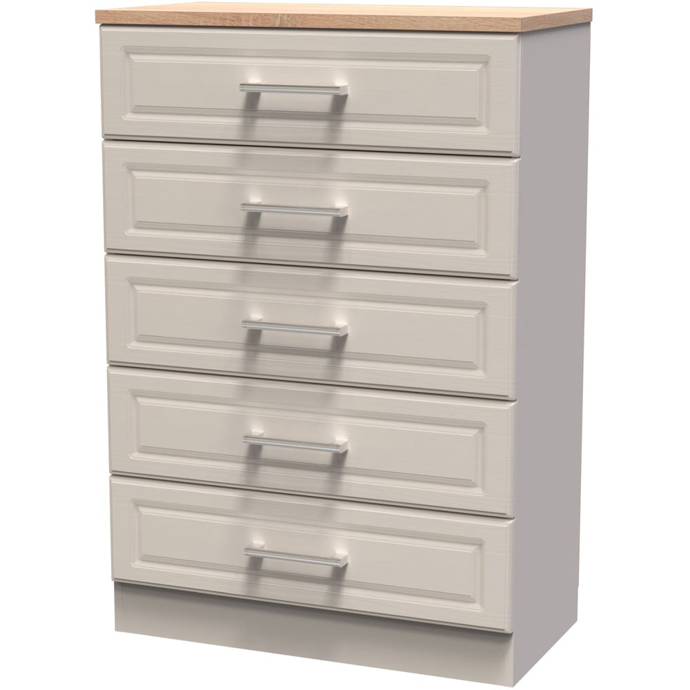 Crowndale Kent 5 Drawer Kashmir Ash and Modern Oak Chest of Drawers Ready Assembled Image 2