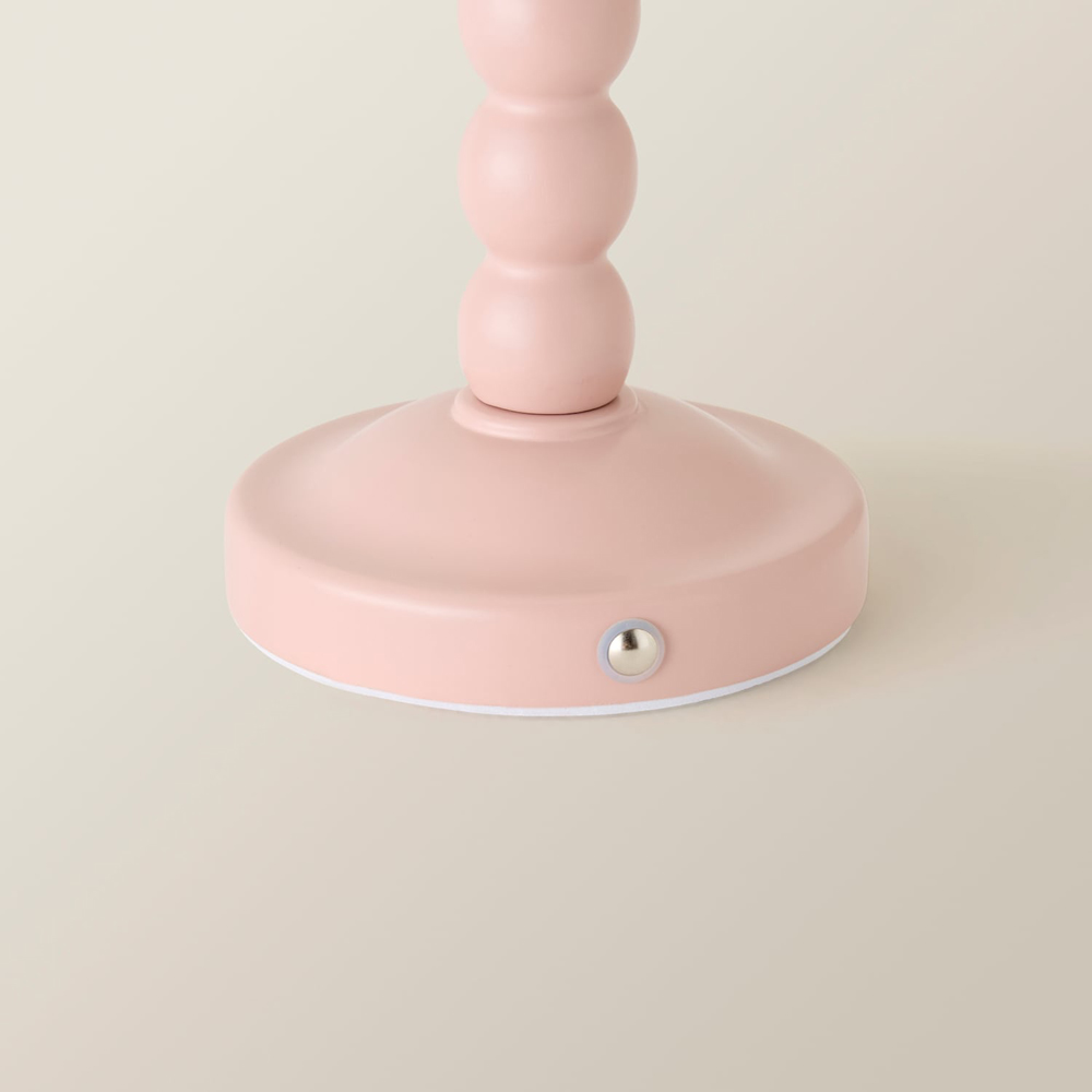 ValueLights Bobble Blue Scallop Shade Pink Wooden LED Table Lamp Image 4