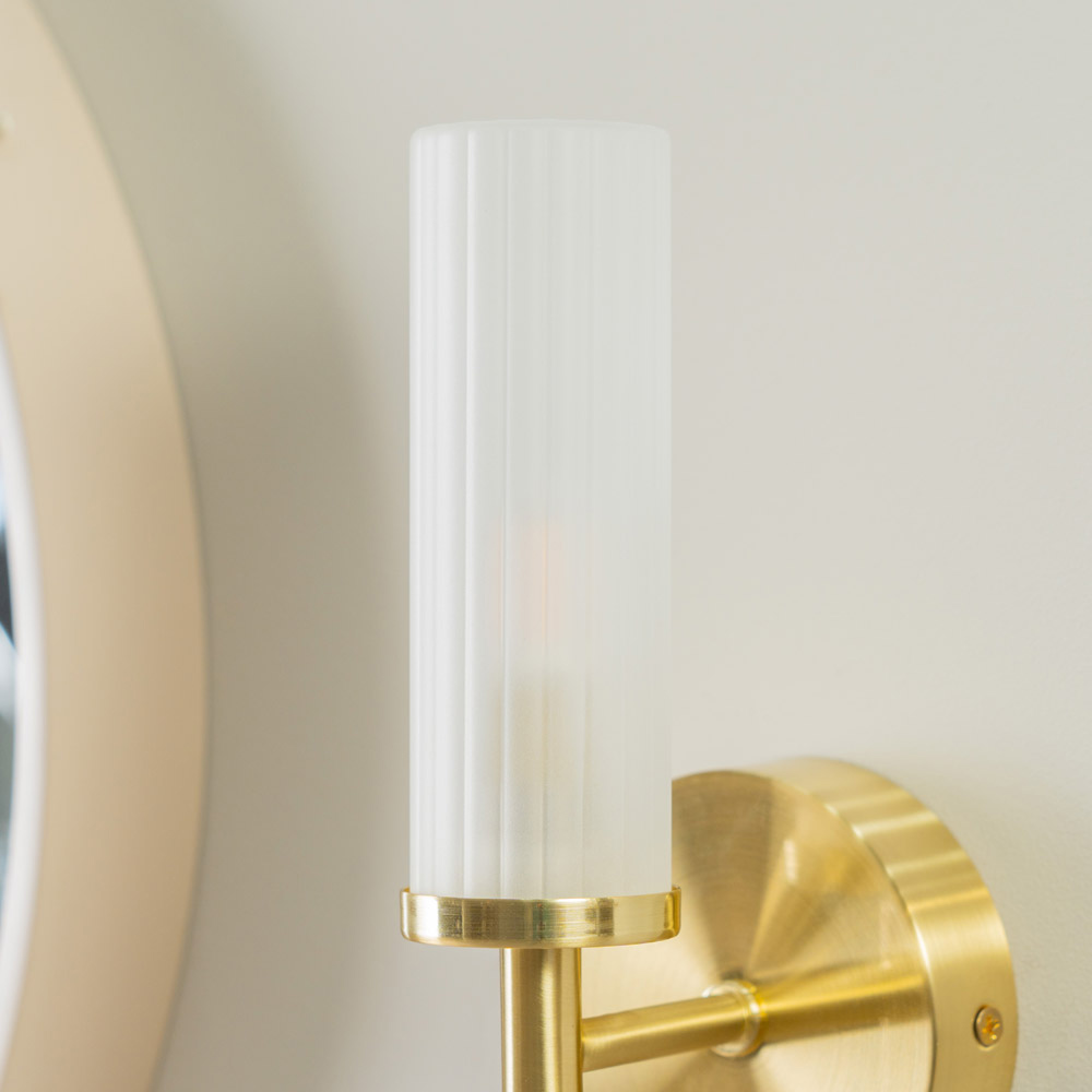ValueLights Canya Matte Gold Frosted Reeded Glass LED Wall Light 2 Pack Image 5