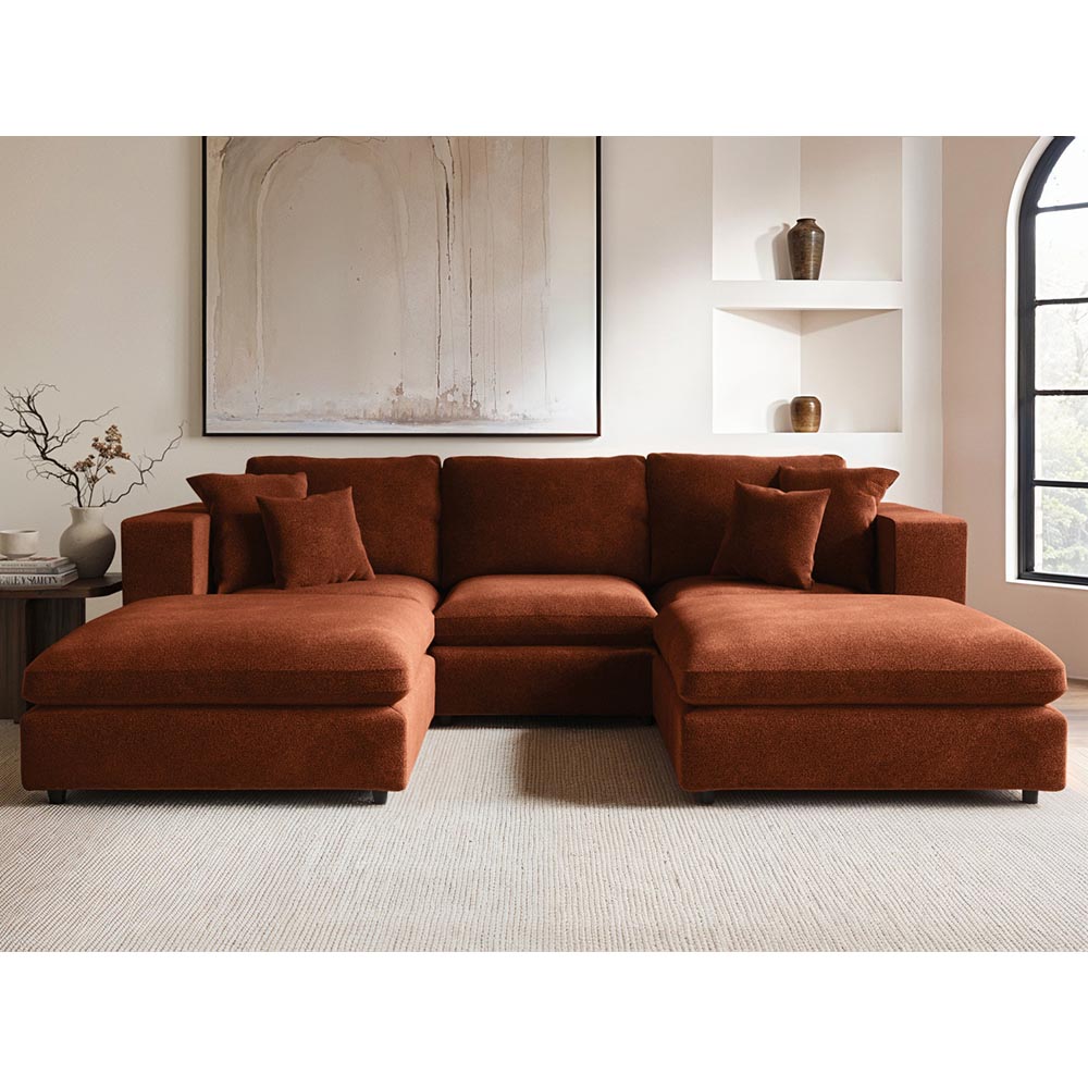 Solace+Co Asher Burnt Orange Chenille Footstool Image 7