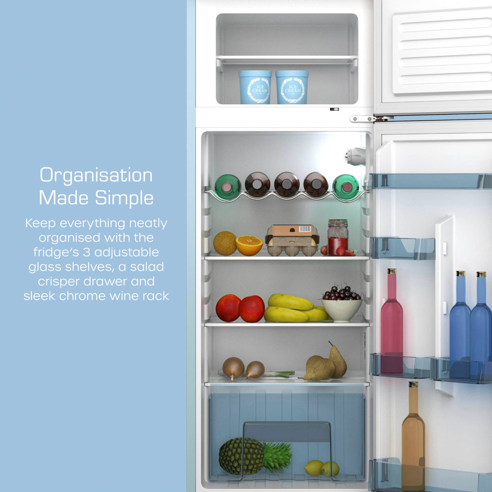 Swan Retro SR11010BLNE Blue 70/30 Compact 208L Top Mounted Fridge Freezer Image 5