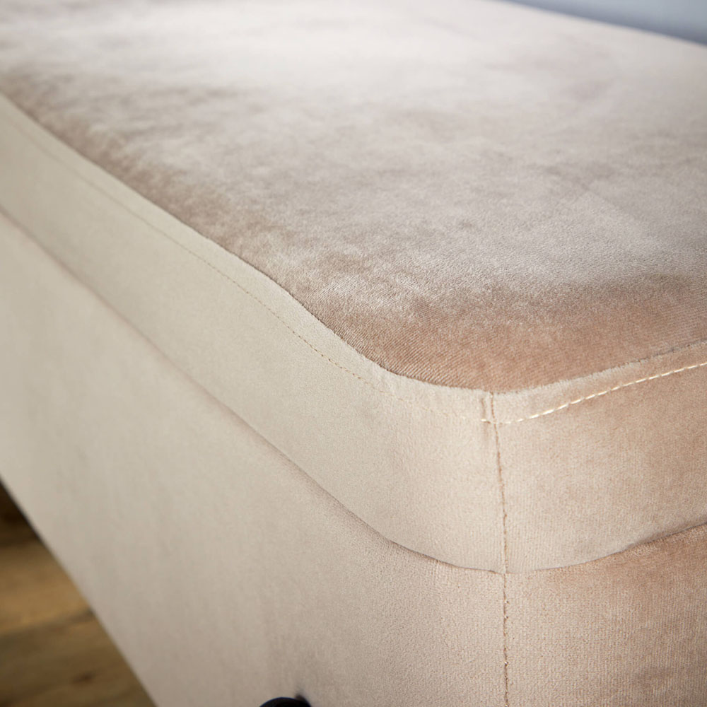 Home Source Oasis Grey Velvet Storage Ottoman with Metal Legs Image 3