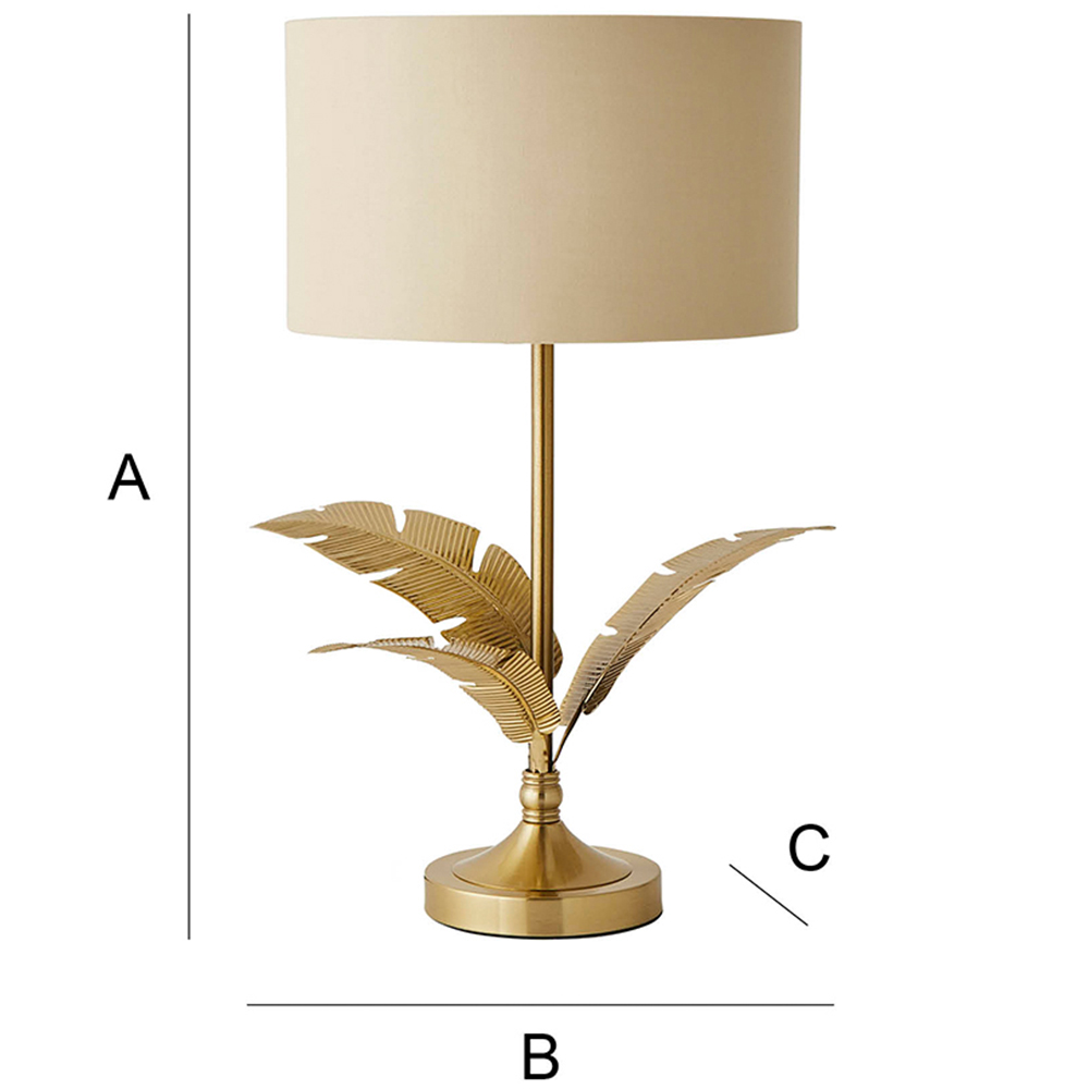 ValueLights Christina Natural and Gold Palm Leaf Table Lamp with Bulb Image 7