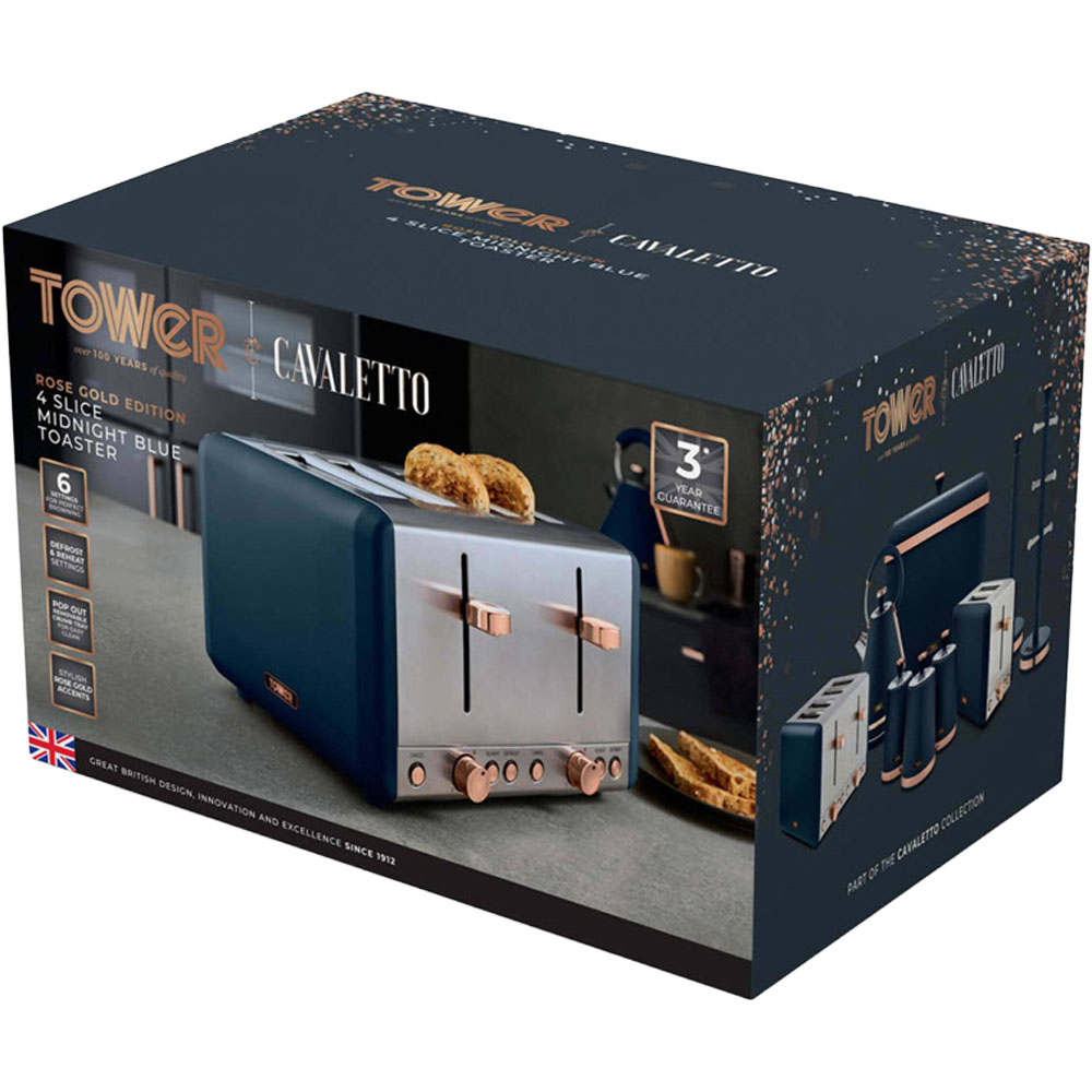 Tower Cavaletto T20051MNB Midnight Blue 4 Slice Toaster Image 2