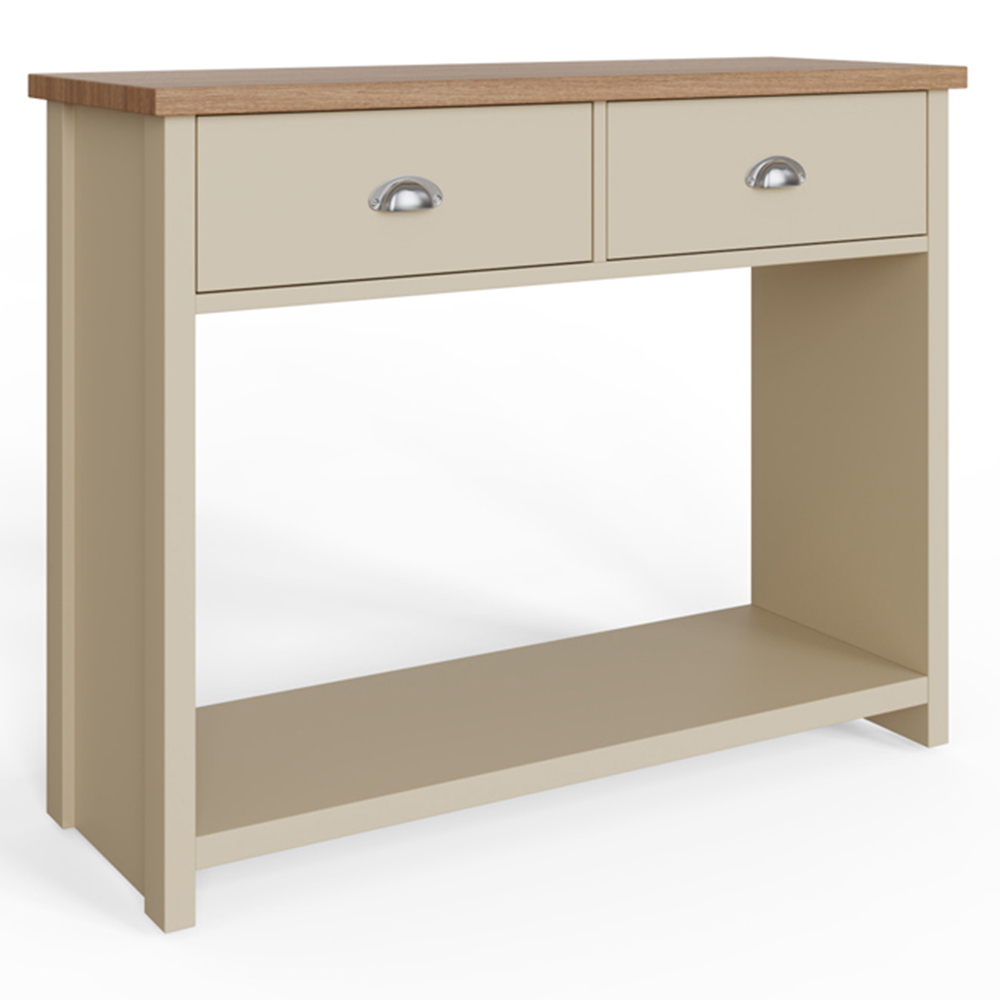 GFW Lancaster 2 Drawer Cream Console Table Image 3