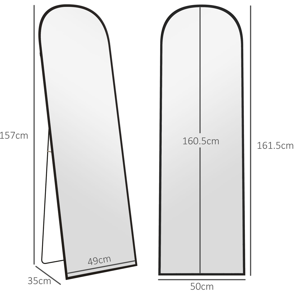 Portland Black Frame Aluminium Alloy Full Length Floor Mirror 161.5 x 50cm Image 9