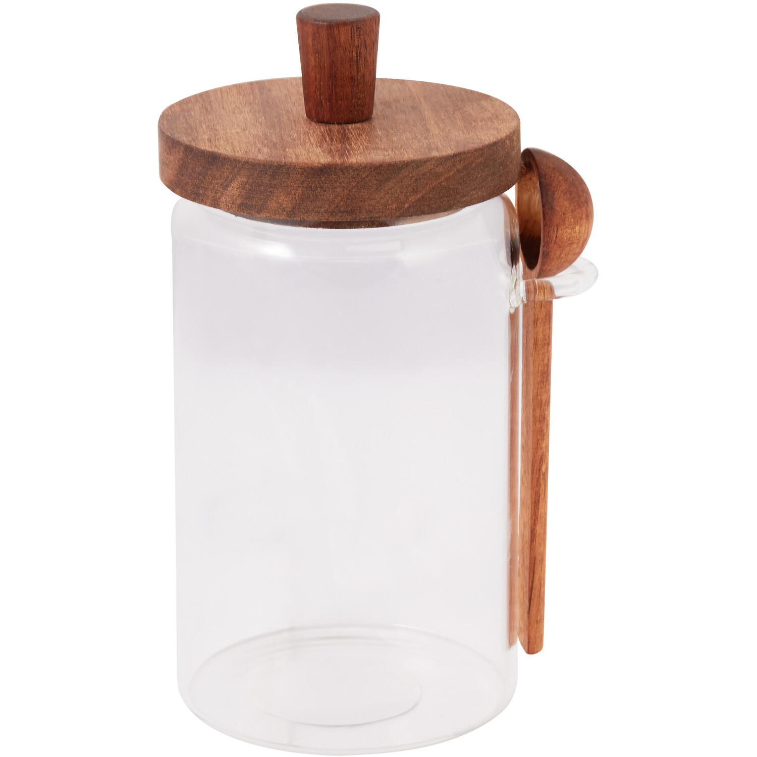 Glass Storage Jar with an Acacia Lid and Spoon - 750ml Image 1