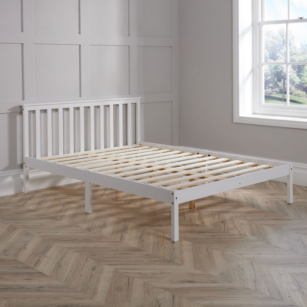 Home Source Florida Double White Low End Wooden Bed Image 6