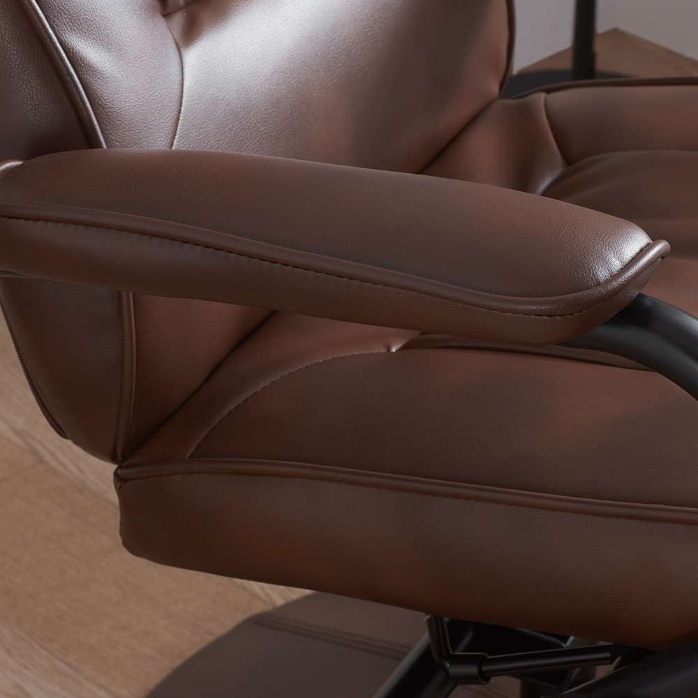 Memphis Brown Swivel Chair with Footstool Image 6