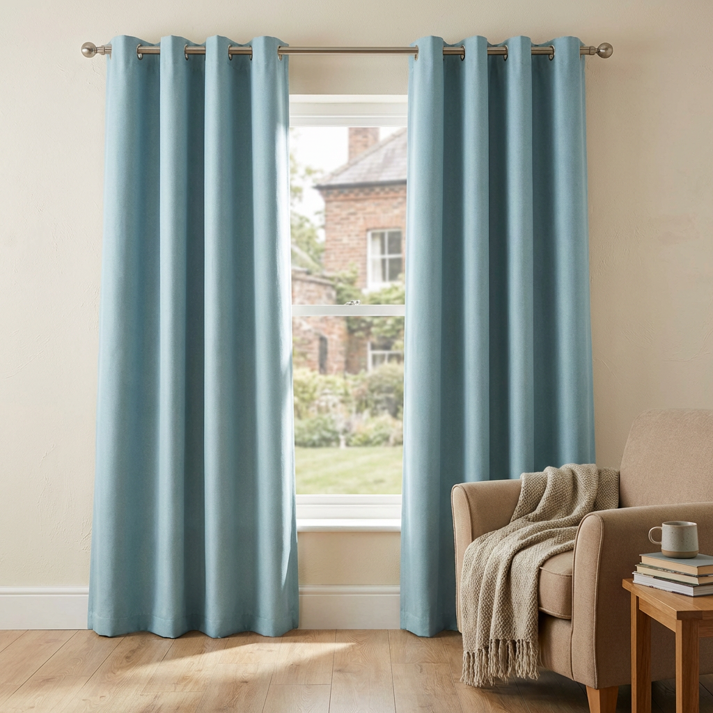 Taylor Blackout Eyelet Curtains - Duck Egg / 183cm / 168cm Image 6