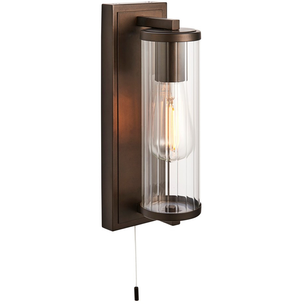 Merano Como Dark Bronze Clear Ribbed Glass Wall Lamp Image 1