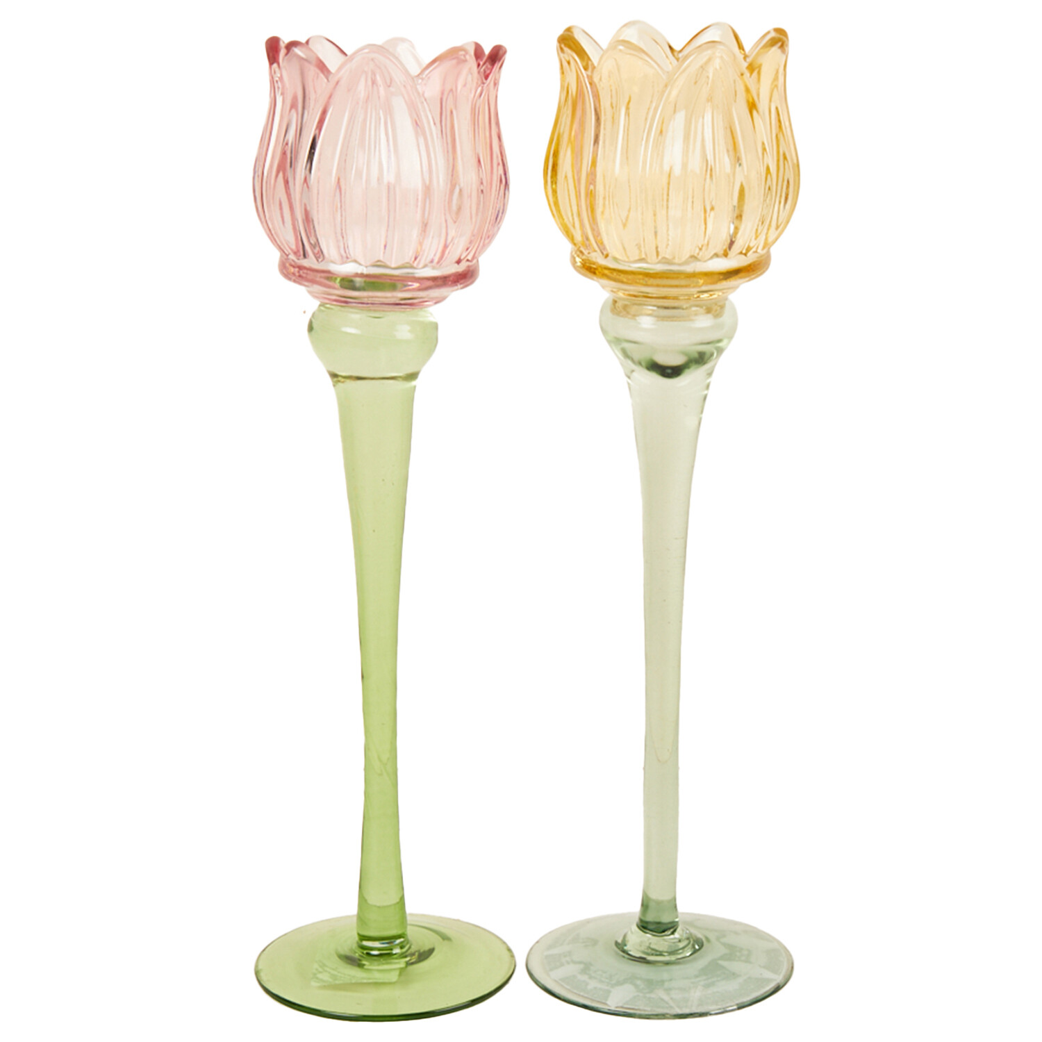 Tall Tulip Glass Tealight Holder - Multicolour Image 5