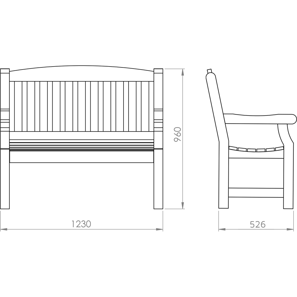 Mercia Carlton 2 Seater Timber Garden Bench Image 8
