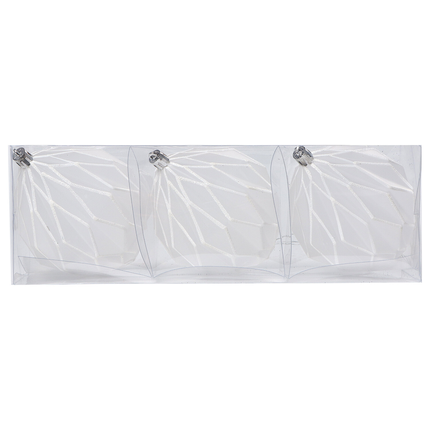 Clear Glitter Diamond Geo Bauble 3 Pack Image