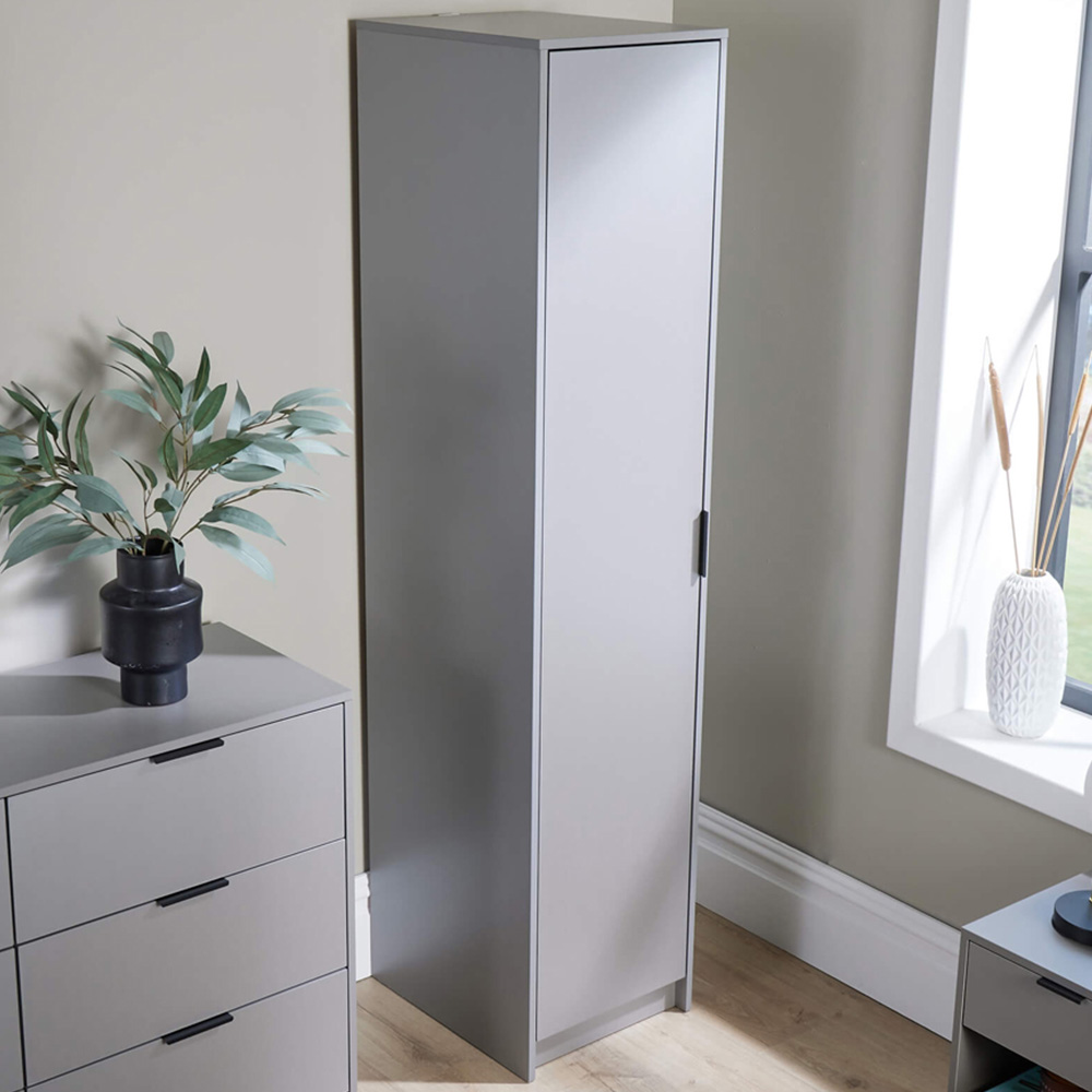 Home Source Phoenix Single Door Grey Wardrobe Image 1