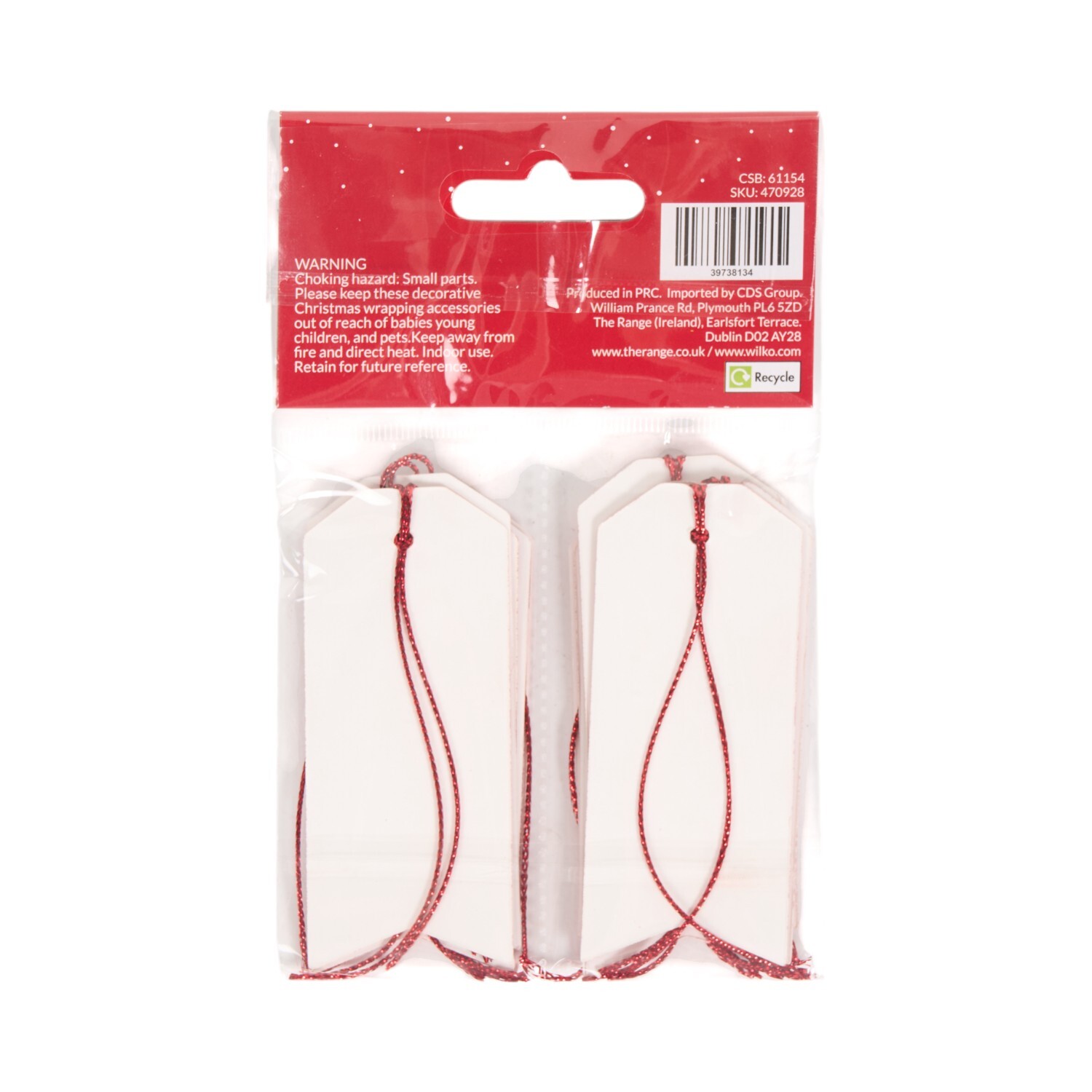 Pack of 12 Gingerbread House Gift Tags Red Image 3