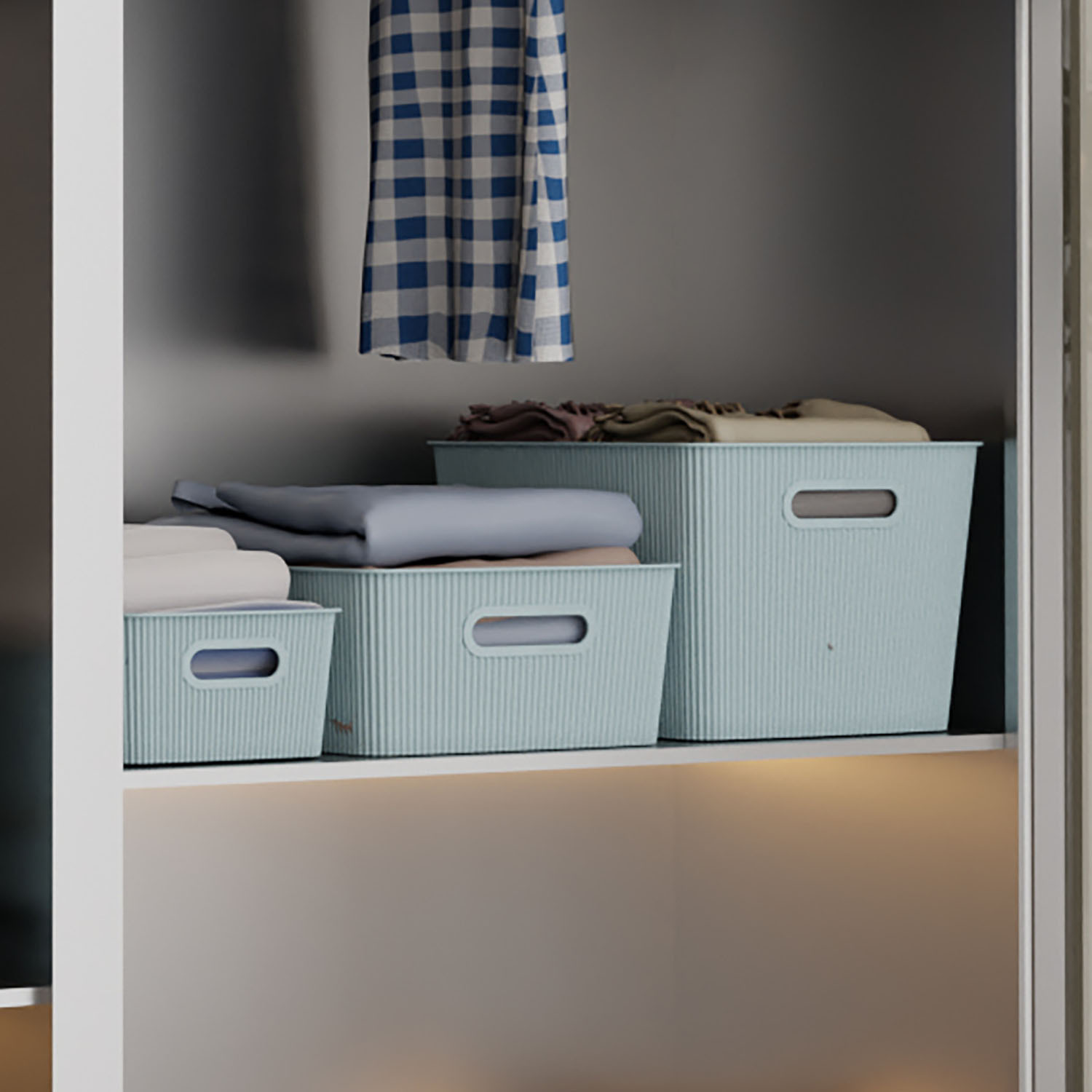 My Home Ribbed Storage Basket - Slate / Large Image 2