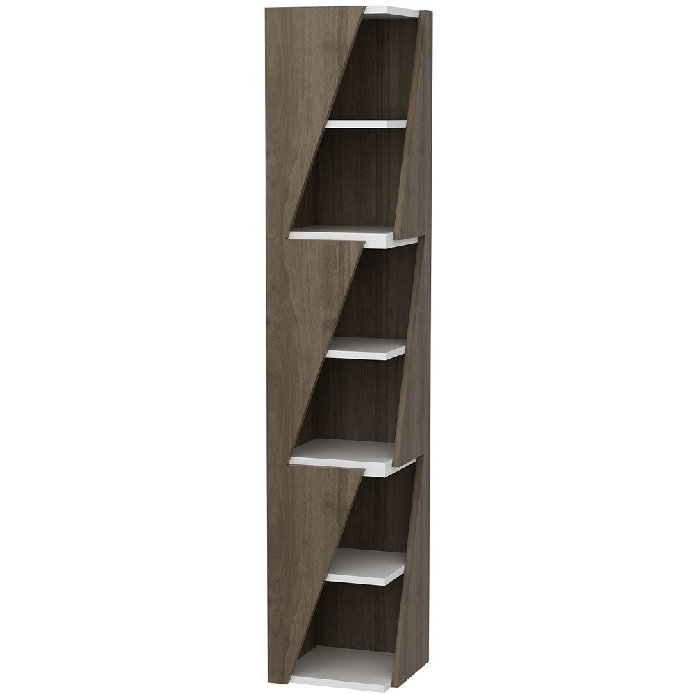 Decorotika Arrow 6 Shelf Walnut White Corner Bookcase Image 2