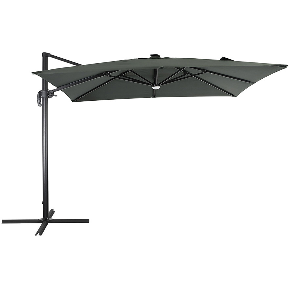 Living and Home Dark Grey Square LED Rotatable Cantilever Parasol with Wheeled Base 3m Image 2