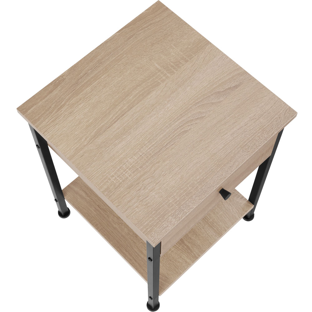 tectake Bradford Single Drawer Light Wood Oak Sonoma Bedside Table Image 4