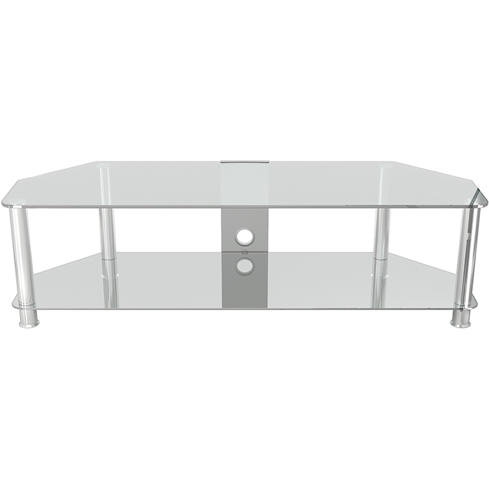 AVF Classic 2 Shelf Clear and Chrome Corner TV Stand Image 3