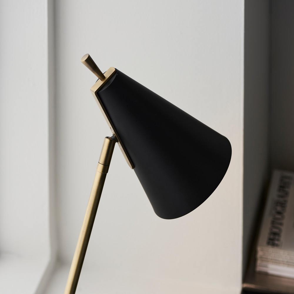 Merano Alta Matt Black Antique Brass Table Lamp Image 3