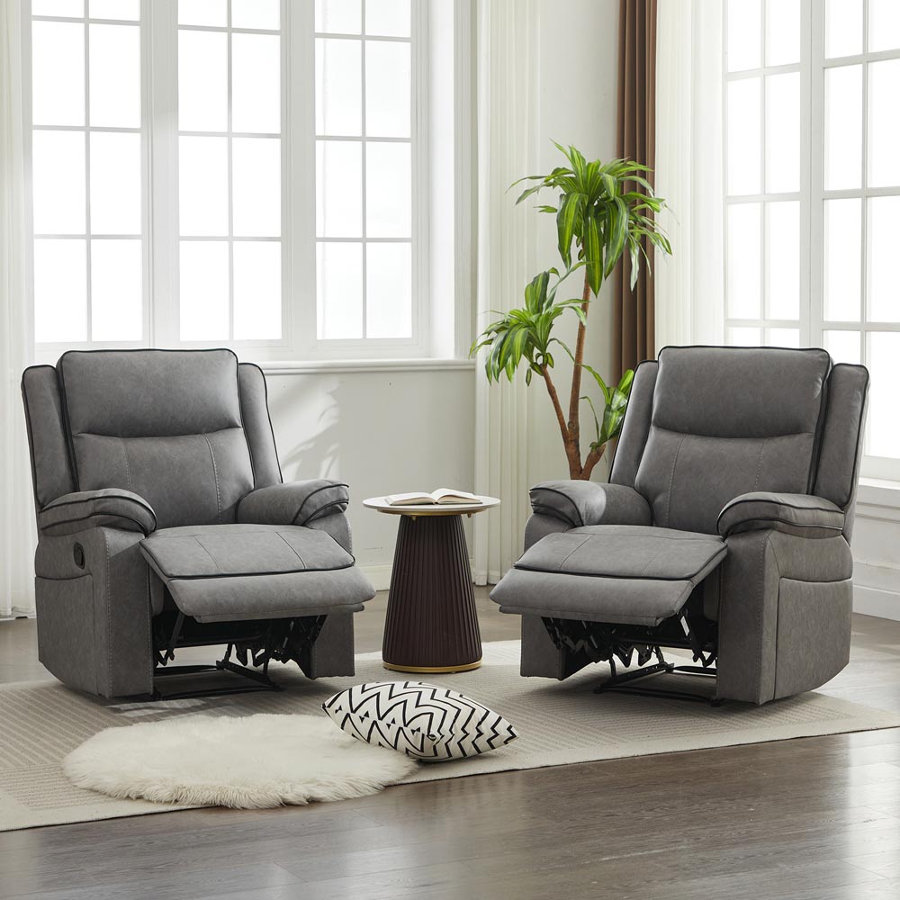 Furniture One 2 Seater Grey Manual Sectional Recliner Couches Sofa Set Image 6