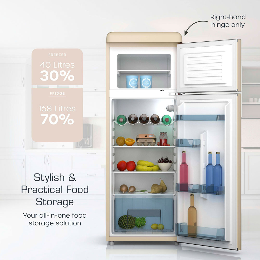 Swan Retro SR11010CNE Cream 70/30 Compact 208L Top Mounted Fridge Freezer Image 3