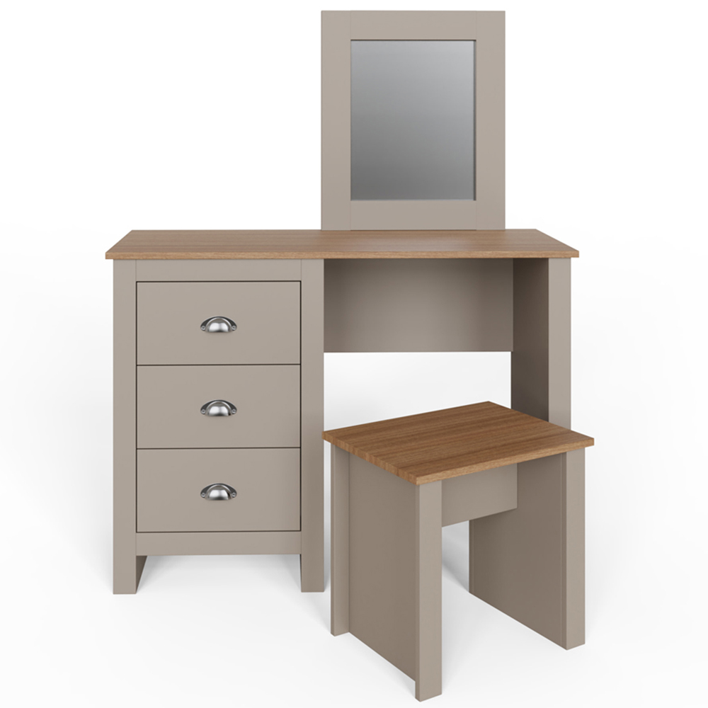 GFW Lancaster 3 Drawer Grey Dressing Table Set with Mirror Image 2