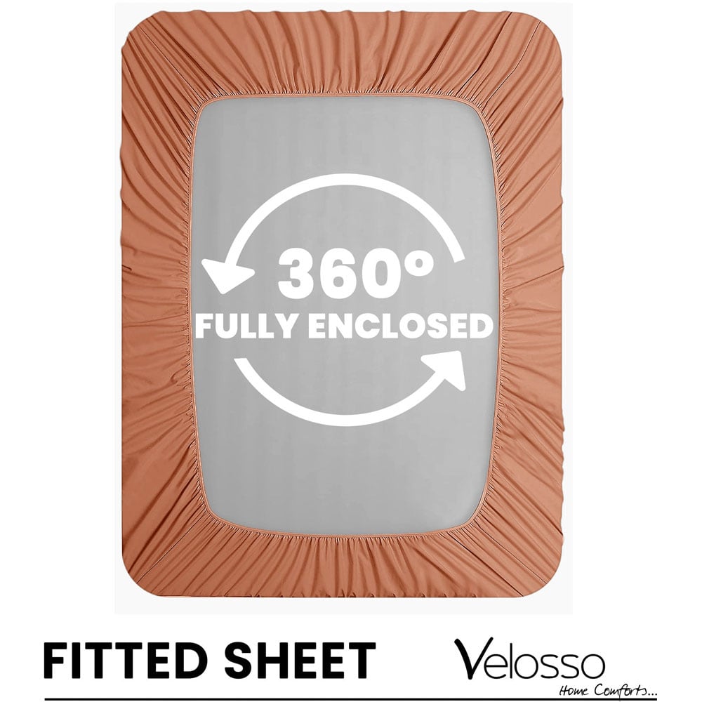 Velosso Microfibre Double Orange Fitted Sheet Image 3