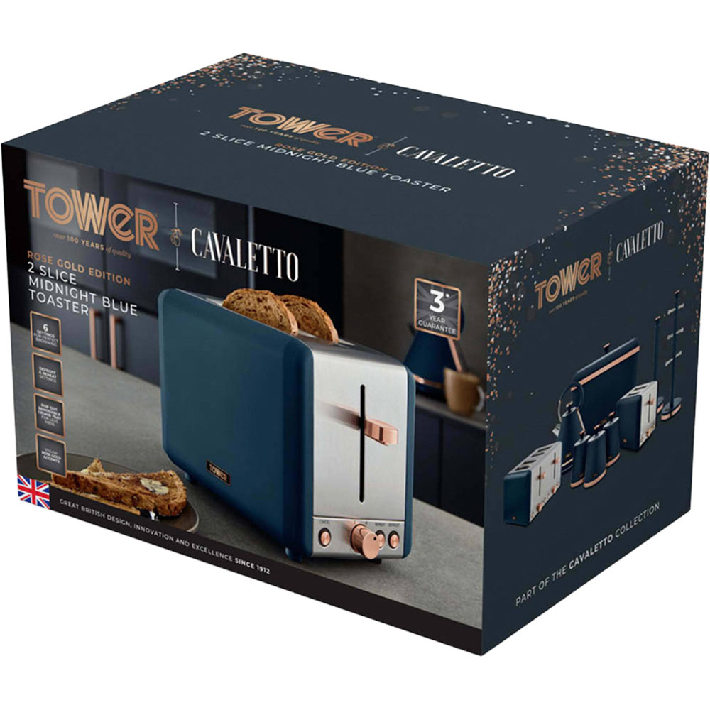 Tower Cavaletto T20036MNB Midnight Blue 2 Slice Toaster Image 2
